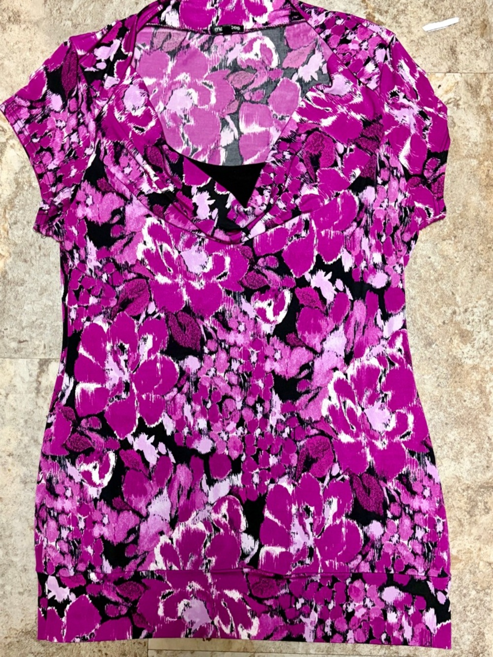 Maurices Magenta Floral Cowl Neck Tunic